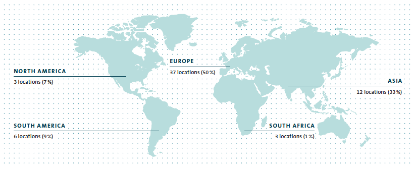 Vehicle production locations of the Volkswagen Group (map)